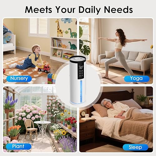 Miniatura 8 de Humidifiers for Bedroom - GloryAir 2.11Gal (8L) Quiet Top Fill Cool & Warm Mist Humidifier Large Room 650 ft with Humidistat, diffuser, Auto Mode,