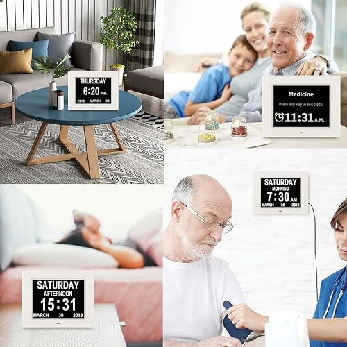 Miniatura 7 de SSINI Reloj con día y fecha para ancianos, pantalla grande, calendario digital de día, reloj de demencia, reloj digital de números grandes