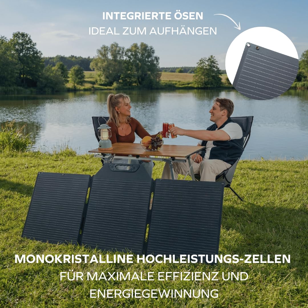 Naturbummler Solarpanel faltbar 150W Monokristallin [SOLAR-CORE] Solartasche - Solarmodul für Powerstation Camping Wohnmobil Vanlife Outdoor - Photovoltaik tragbar (150, Watt)