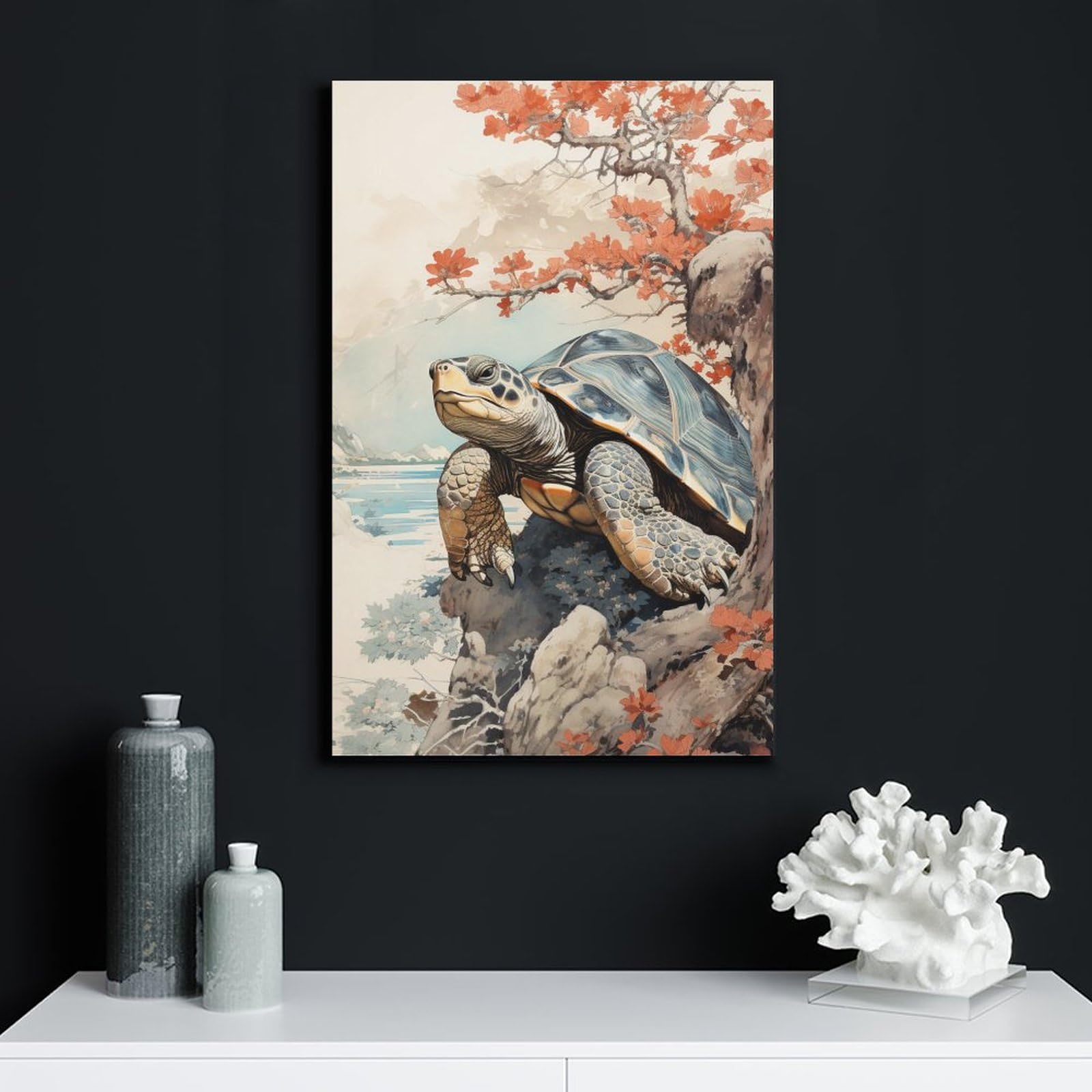 Amazon.co.jp: 絵画 アジアのカメの絵インテリア 絵画 超緻密な