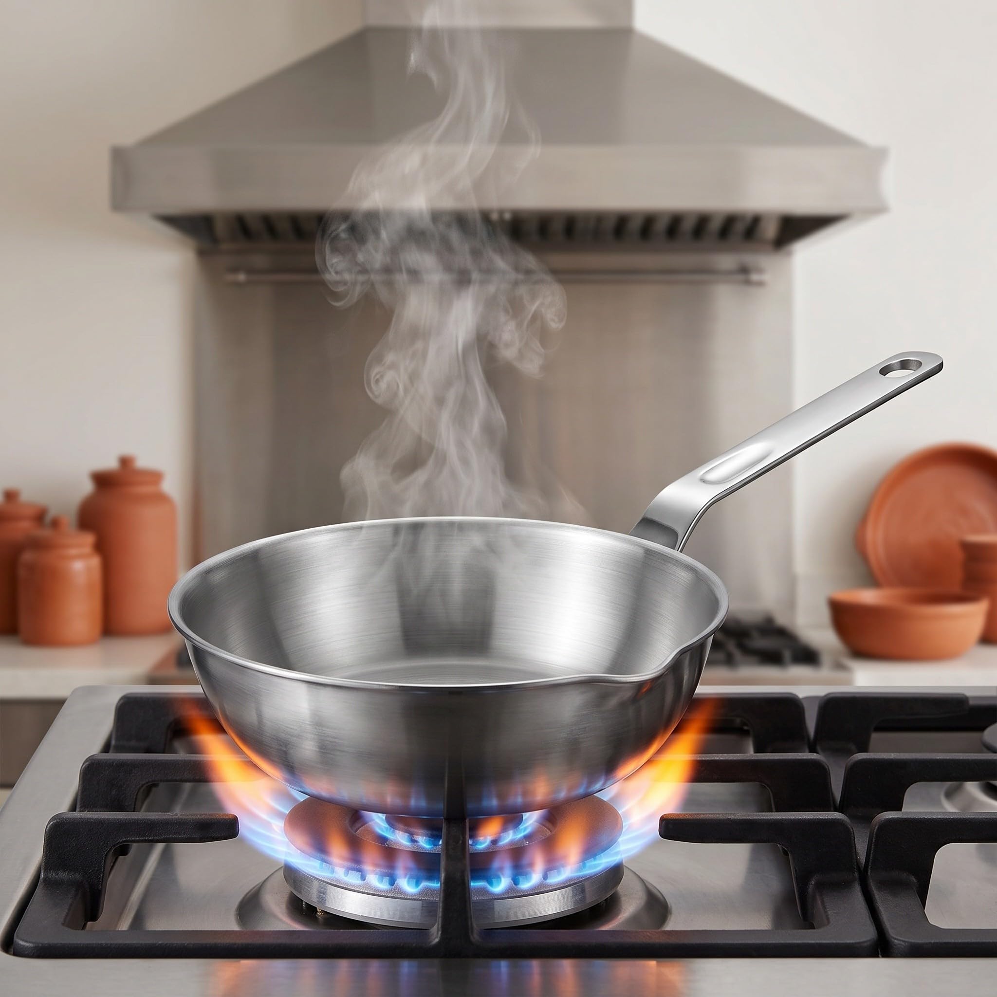 Operitacx Mini-Eierpfanne – 10,4 cm (4,1 Zoll) Mini-Saucentopf aus Edelstahl – Kleiner Topf zum Omelettbraten mit Ausgießer für die Küche zu Hause und das Restaurant