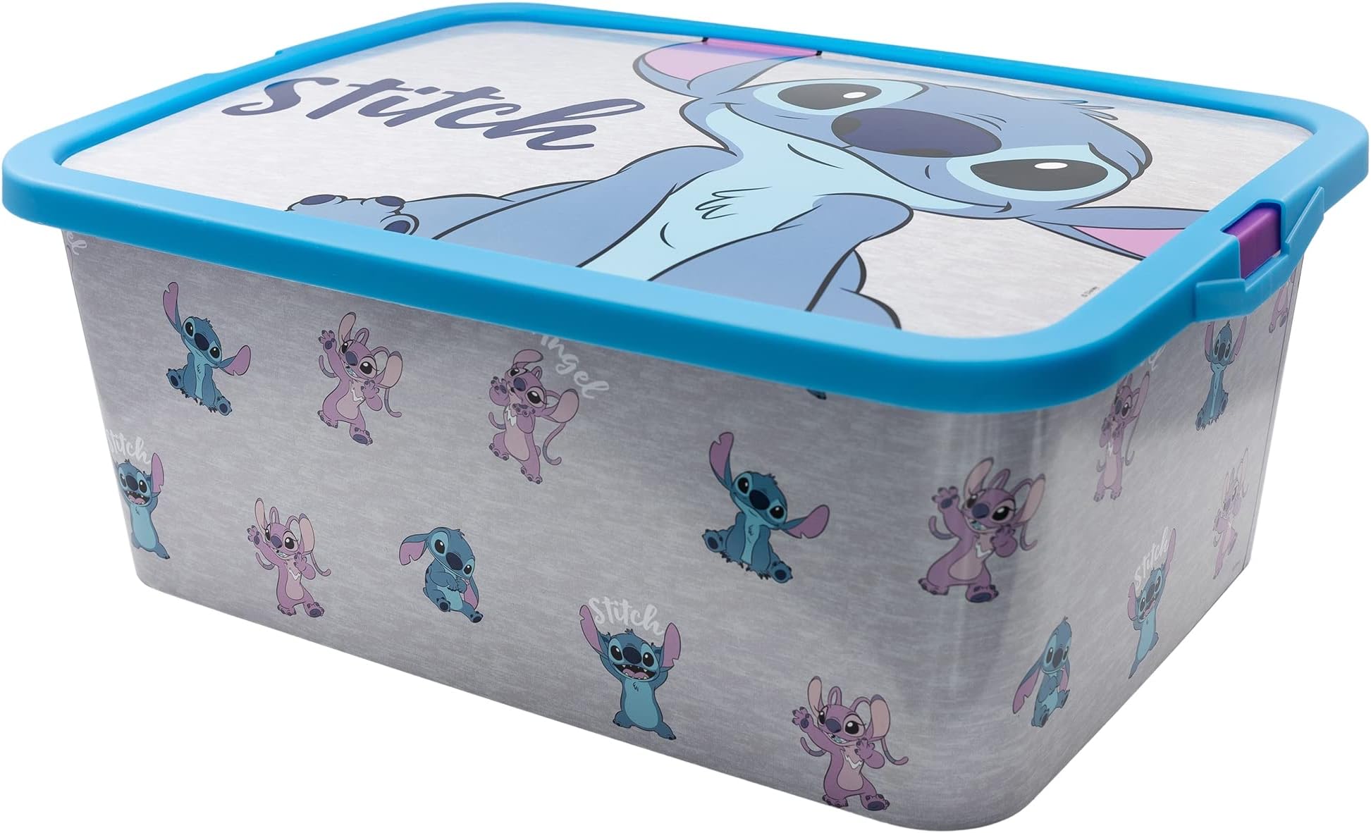 Stor Stitch and Angel Book themed Storage Click Box with Attractive Designs,13 Litres
