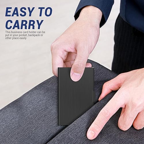 Miniatura 6 de Padike Soporte para tarjetas de visita, funda profesional de acero inoxidable para hombres y mujeres, funda de bolsillo RFID, cierre estilo