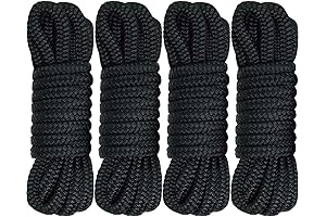 4-Pack Boat Dock Lines 1/2" x 15' Double Braided Nylon Dock Line