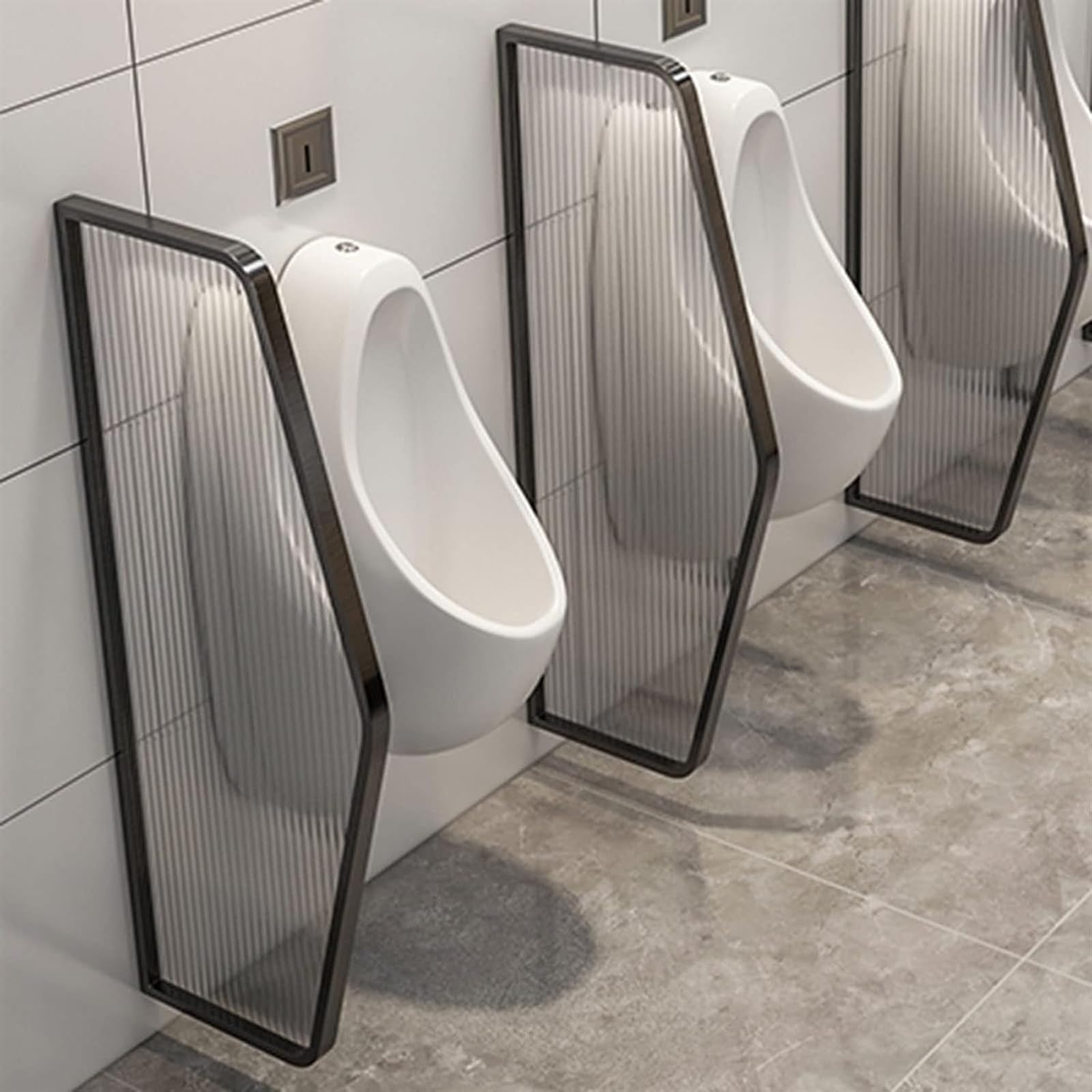 Extensor de mampara para urinario público, separador de pared de vidrio translúcido para privacidad masculina, protección adicional para baños de hotel (Color: Negro)