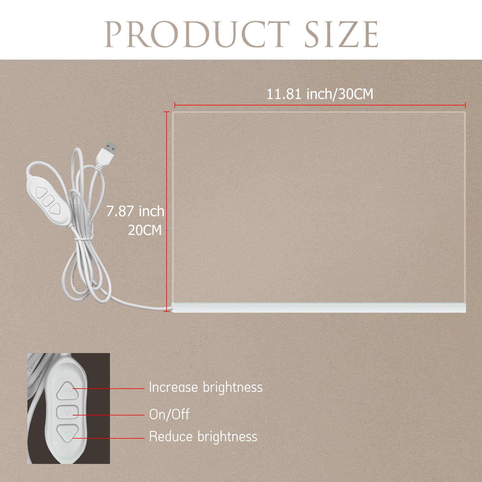 Kyduu Tableau effaçable à sec en acrylique avec support lumineux, Tableau acrylique effaçable tableau blanc transparent avec veilleuse,avec stylo en 7 couleurs, tableau effaçable à LED(30 cm x 20 cm Kyduu Tableau effaçable à sec en acrylique avec support lumineux, Tableau acrylique effaçable tableau blanc transparent avec veilleuse,avec stylo en 7 couleurs, tableau effaçable à LED(30 cm x 20 cm