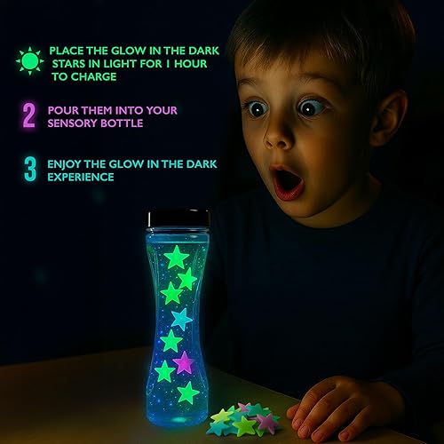 Miniatura 6 de Diversión y magia, botellas sensoriales vacías con componentes adicionales, botellas sensoriales vacías con tapa, kit de botella sensorial, plástico