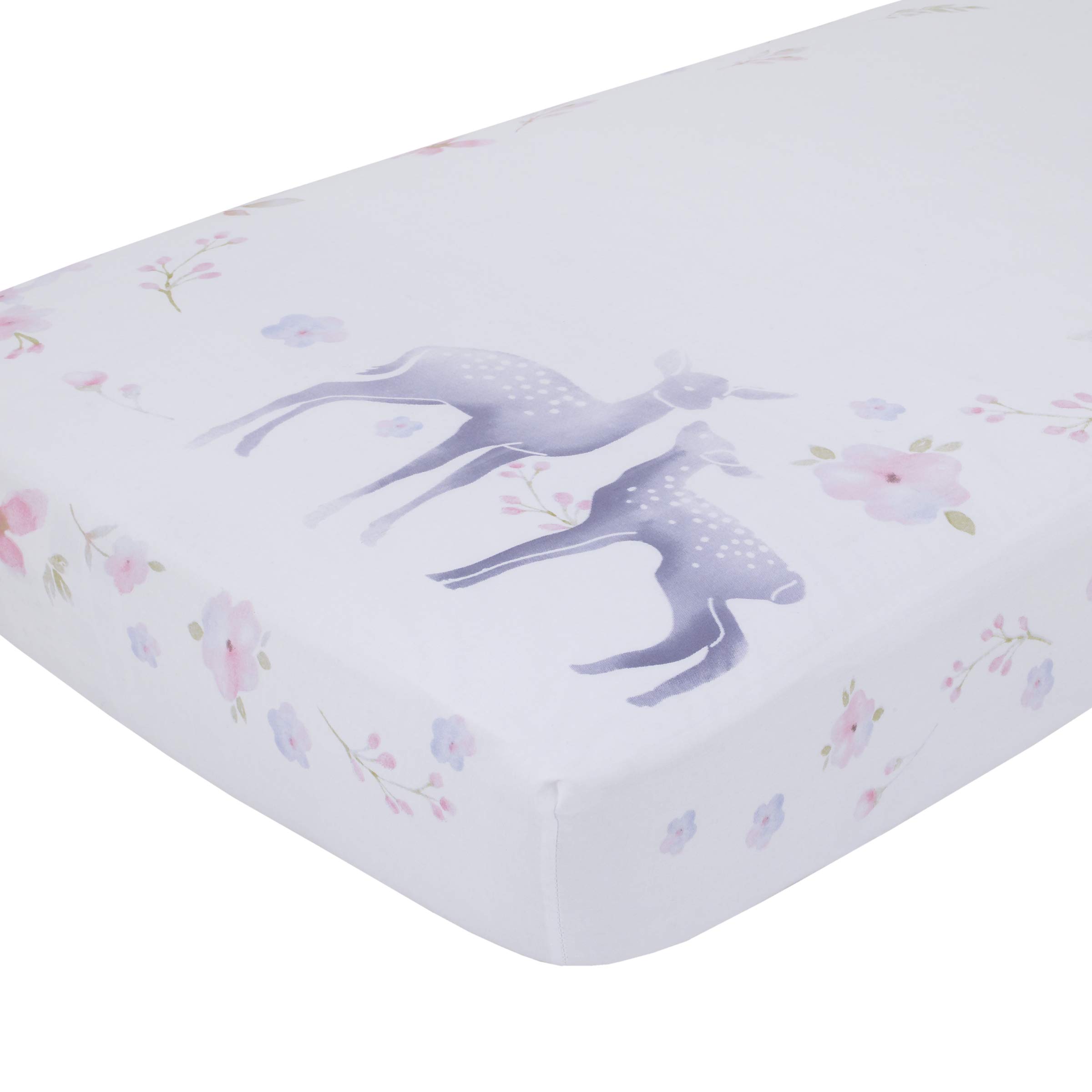 NoJo Watercolor Deer 100% Cotton Sateen Photo Op Fitted Crib Sheet