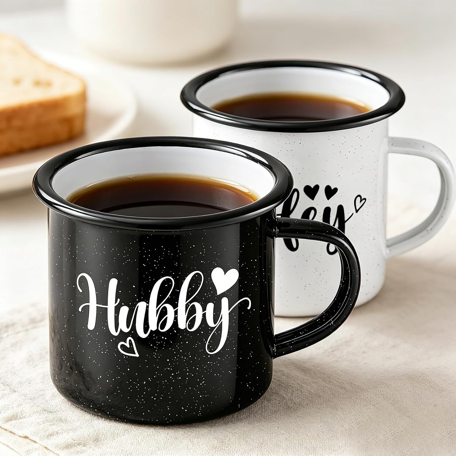 NatNarr Wifey Hubby Coffee Mug Set For 2, 16 oz Mr and Mrs Gifts
