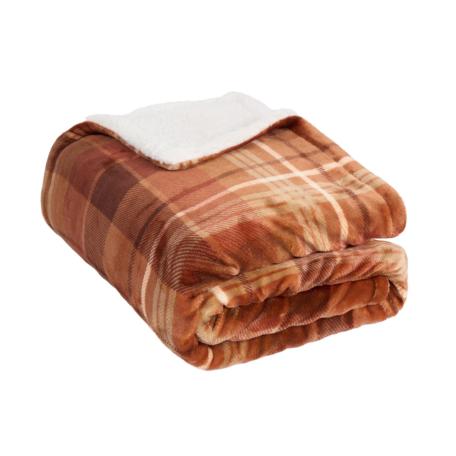 Ohs Felix Flannel Check Fleece ThrowRust from B&Q