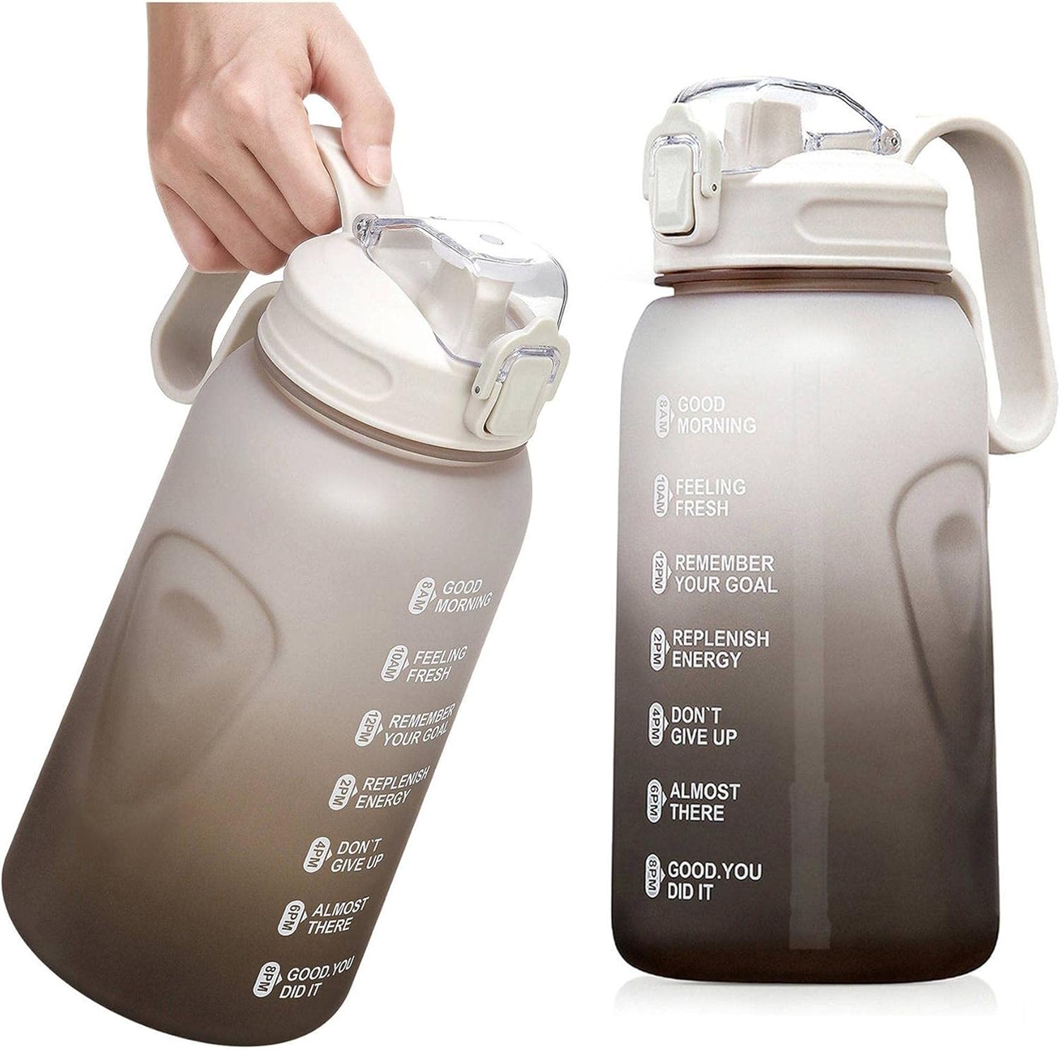 Mecuss Botella de agua de medio galón de 64 onzas con pajilla, botellas ...