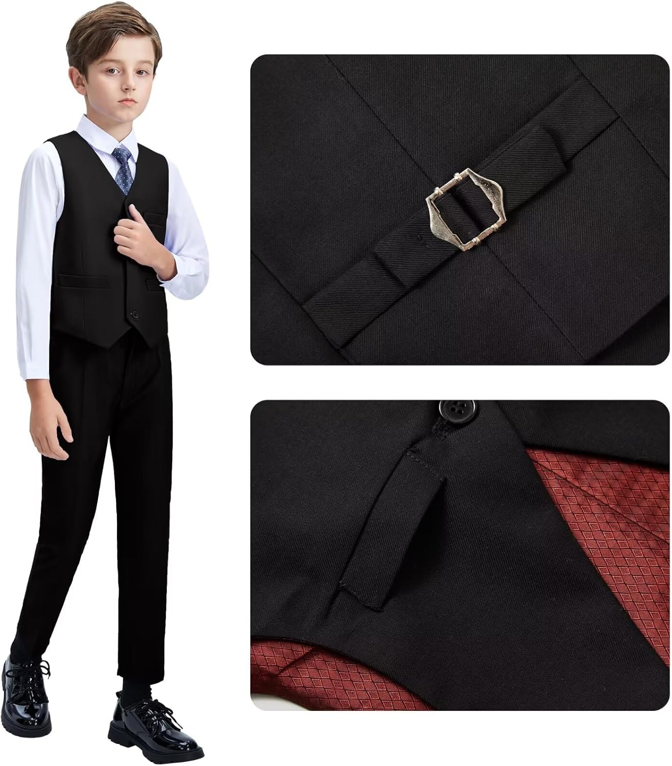 Boys Suit Kids Suits Tuxedo for Boys Toddler Vest Pants Set Ring Bearer Outfit Dress Clothes - Image 3