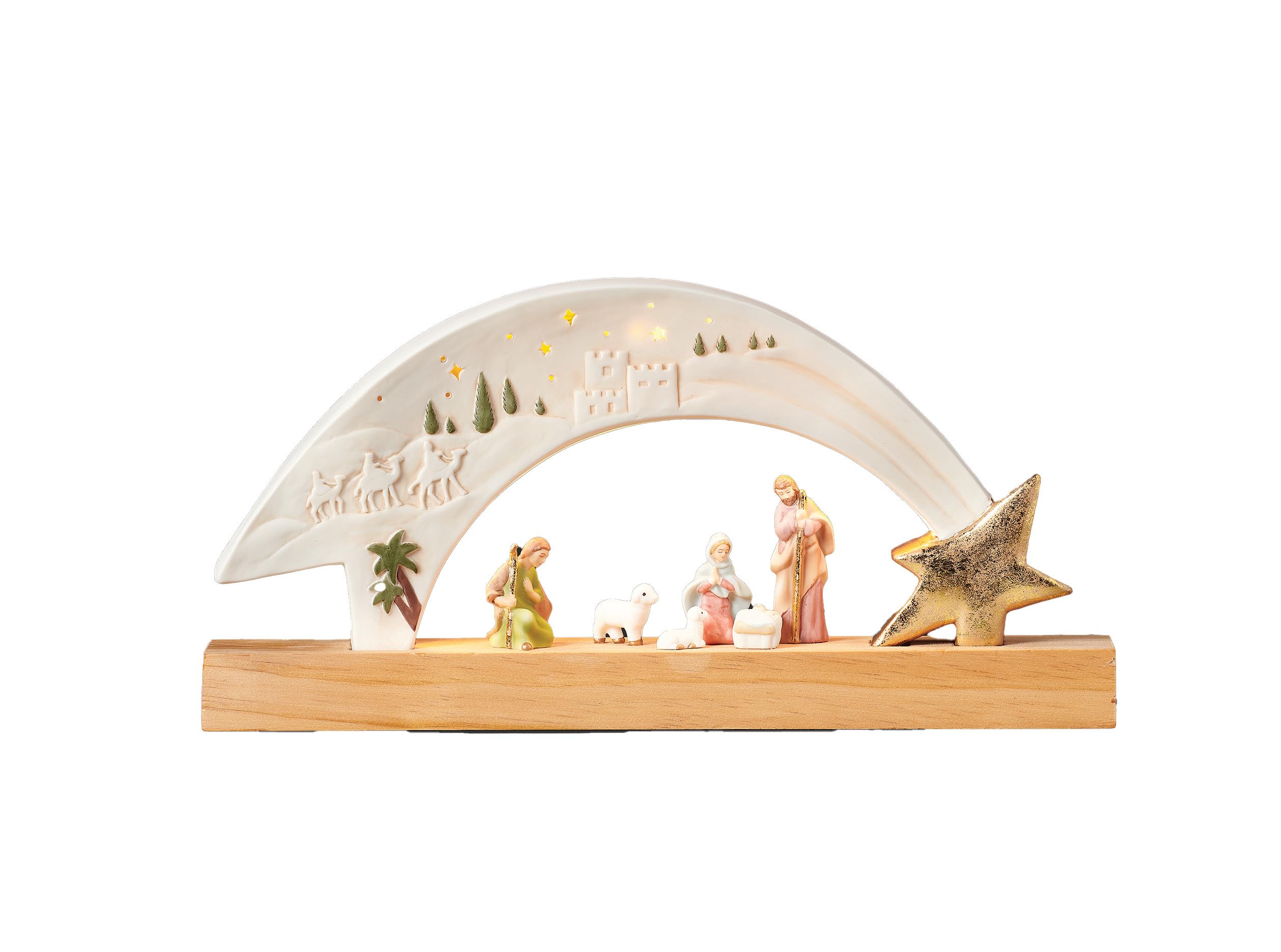 Roman Lighted Nativity with Shooting Star, 6.5