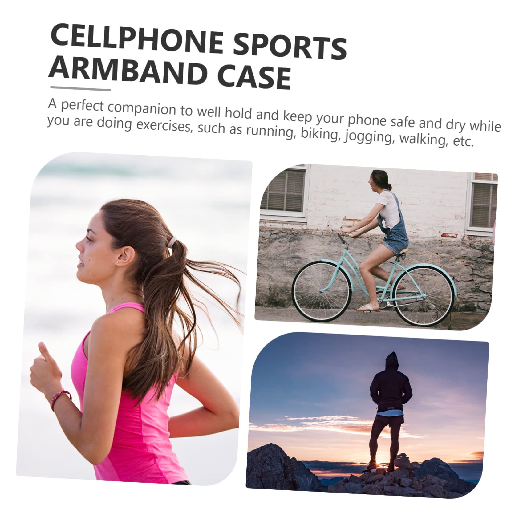 Housoutil 3 Brazaletes para Teléfono Móvil Bolsa para Correr Elástico para Teléfono Soporte para Celular