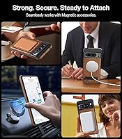 Vista 3 de Funda de piel para Google Pixel 8 Pro, soporte invisible integrado [compatible con Magsafe] Funda protectora delgada compatible con Google Pixel 8