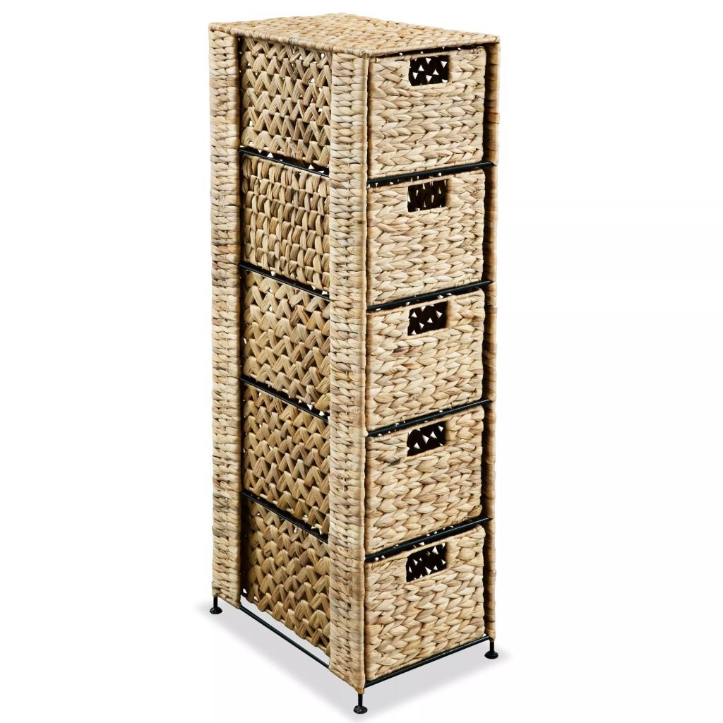 Homgoday Armoire de rangement 5 paniers 25,5 x 37 x 100 cm, jacinthe d'eau, peu encombrante, armoire d'extérieur, mobilier extérieur, balcon pour salon, bureau, chambre à coucher, salle de bain