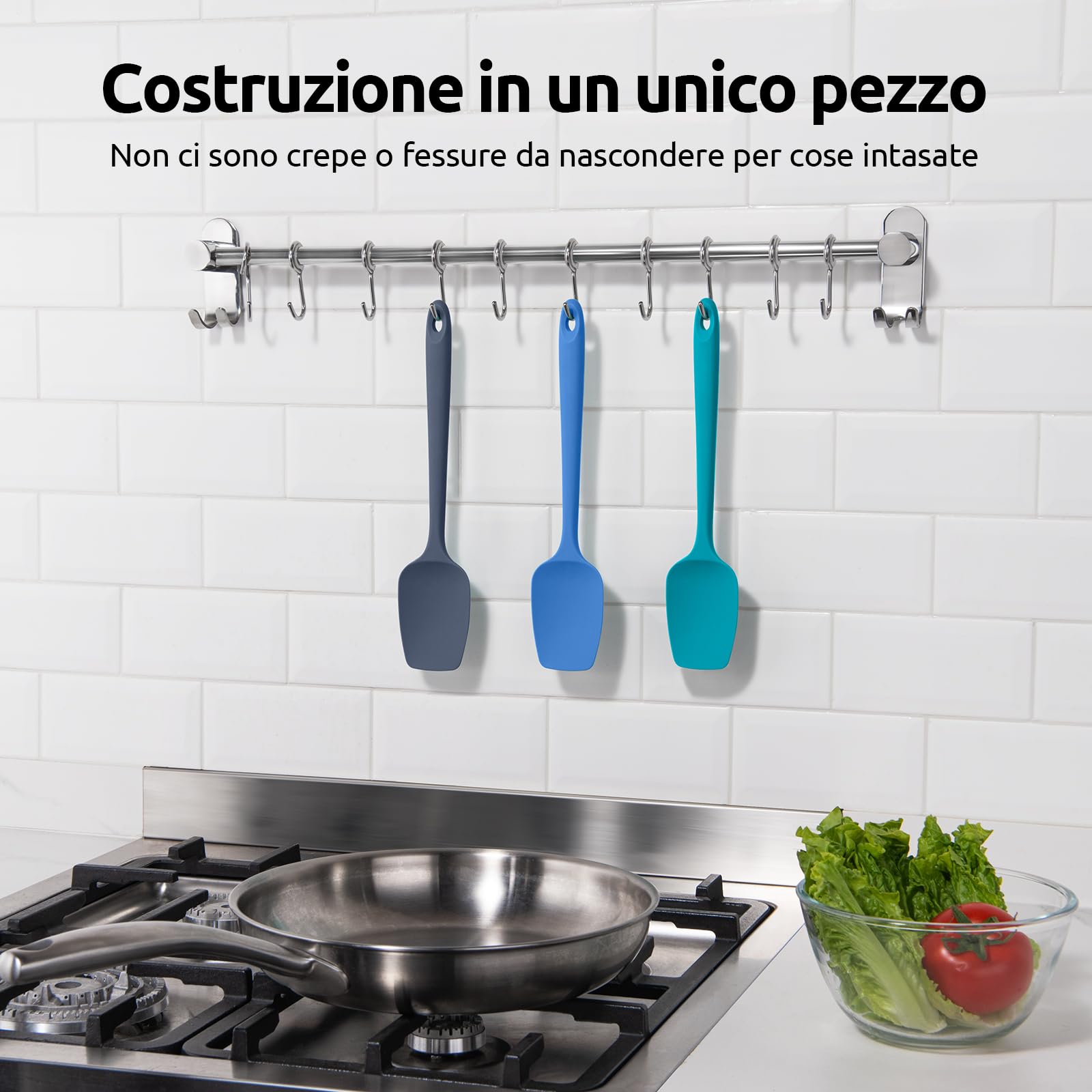 Cucchiaio Spatola Silicone Set 3: U-Taste 315℃ Resistenza al Calore Leccapentola in Gomma Flessibile senza BPA, per Cucinare Raschiare Mescolare, Utensili da Cucina (Multicolore)