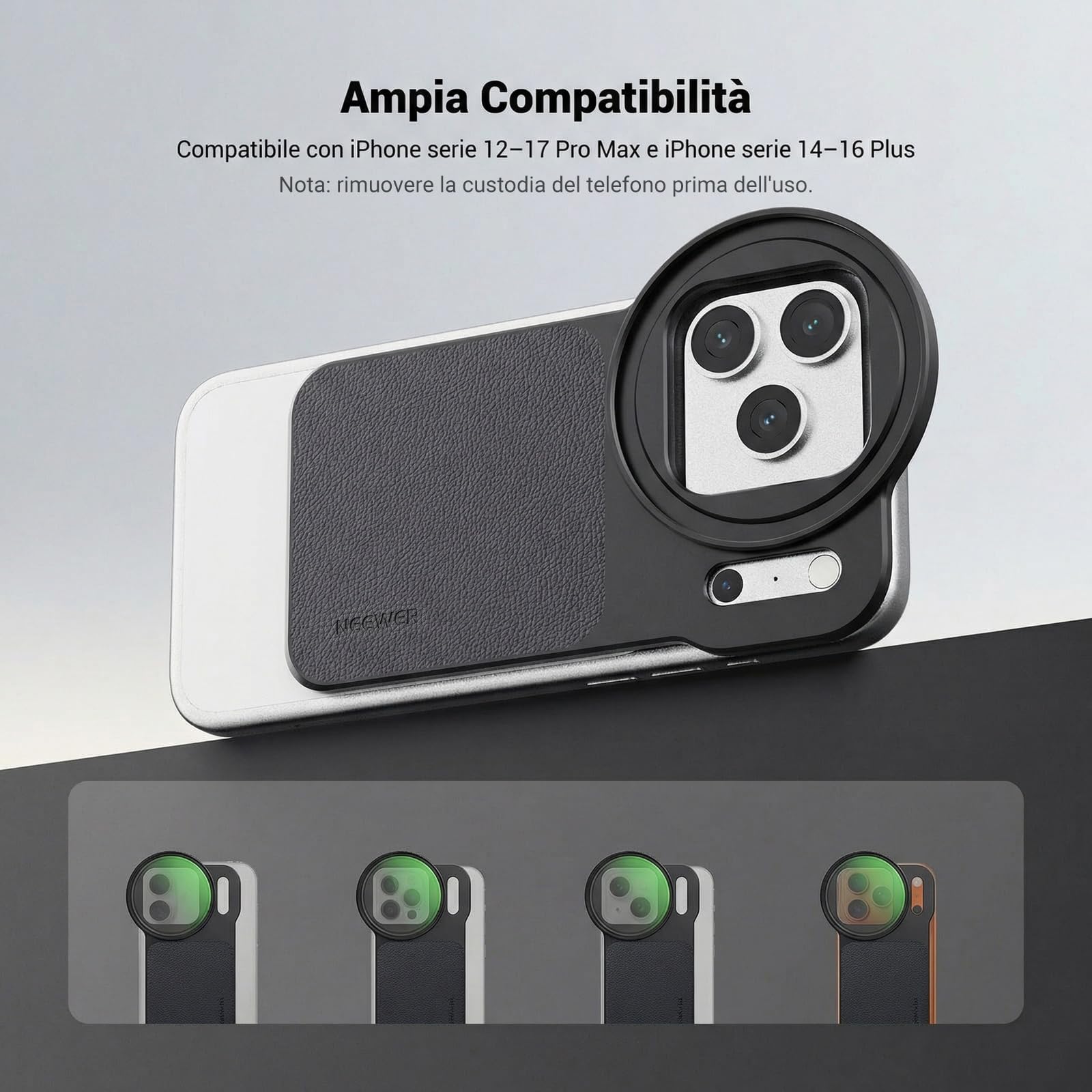 NEEWER Accessori Backplate Adattatore Magnetico da 6,9" per Filtro Obiettivo Telefono e Filtro Polarizzatore Circolare CPL 67mm Compatibile con MagSafe iPhone 12/13/14/15/16/17 Pro Max e 14/15/16 Plus