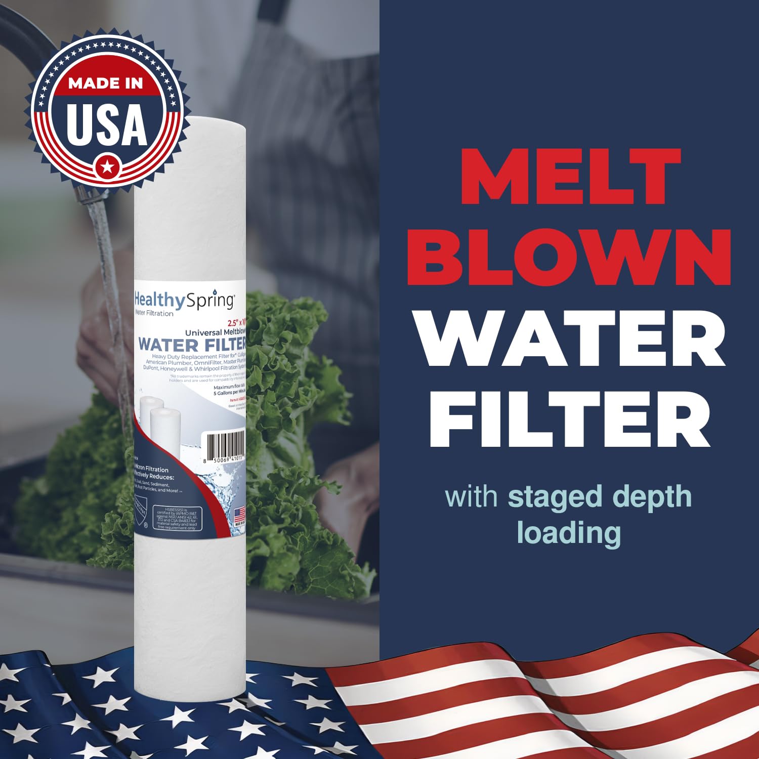 Paquete de 2 filtros de agua Meltblown de 4.5 pulgadas micrones 5 caudales 5