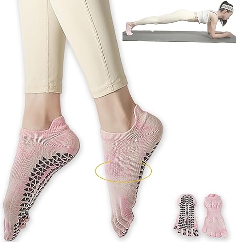 CHUNFO Grip Socks Women Pilates Yoga Sock Non Slip Barre Tie Dye Colorful Dance Cotton Ankle Compression Sock 124 Pairs