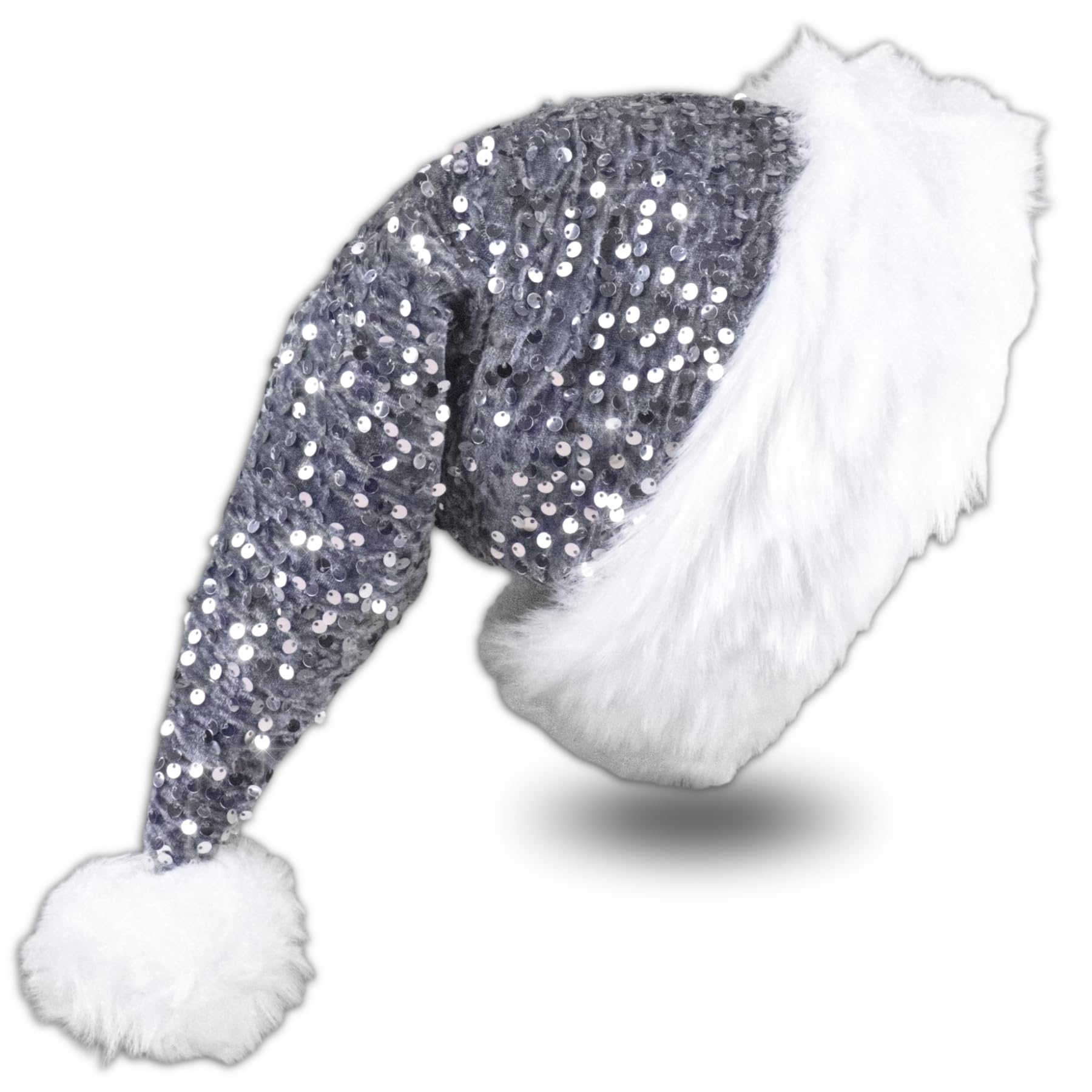 Brihasory Sequin Santa Hat, Christmas Hats for Women or Men, Soft Adults Holiday Hat for Santa Claus New Year Party Supplies