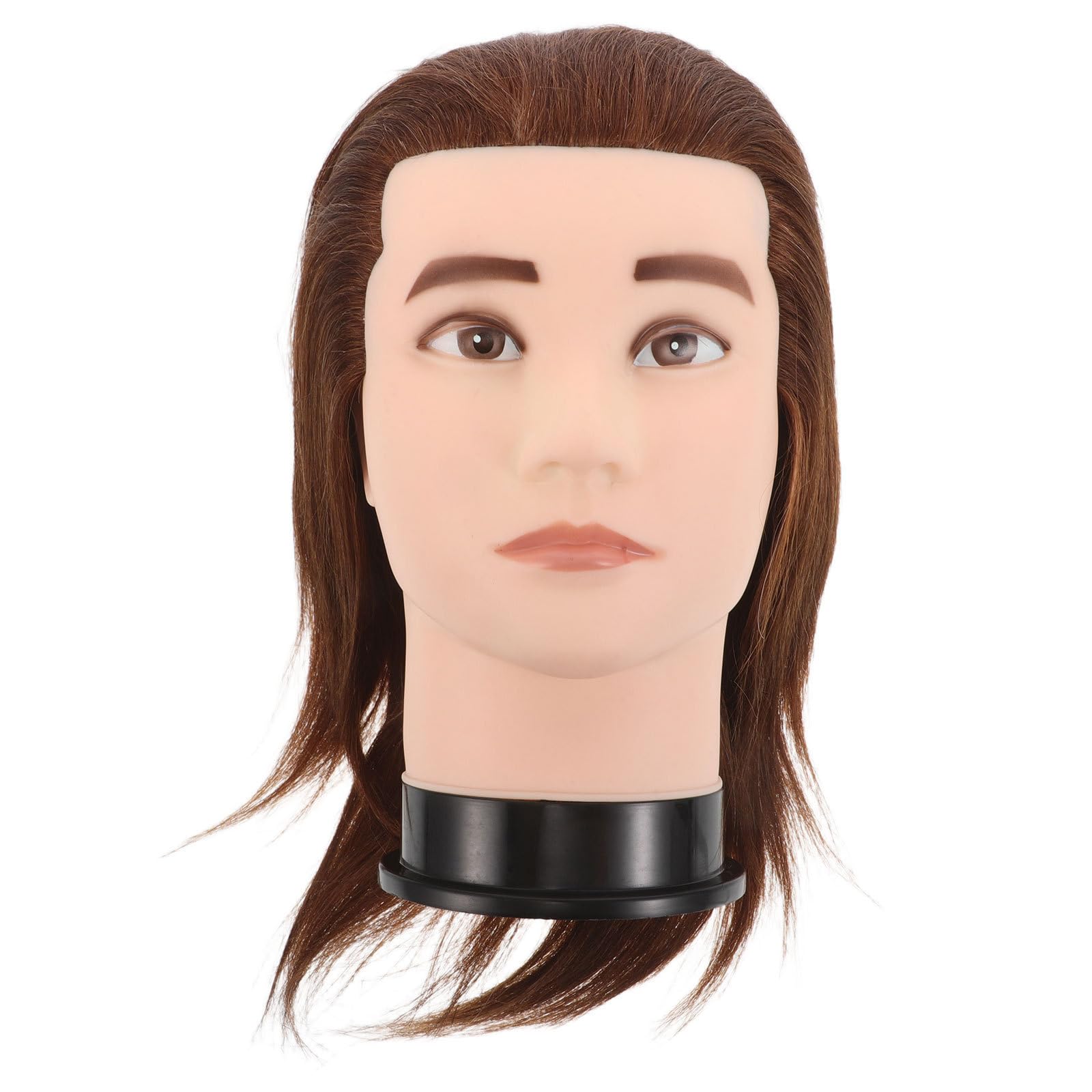 Männlicher Haarstyling Mannequinkopf mit Echthaar Braun Vielseitig für Bartpflege und Friseurausbildung Geeignet für Professionelle Kosmetikschulen