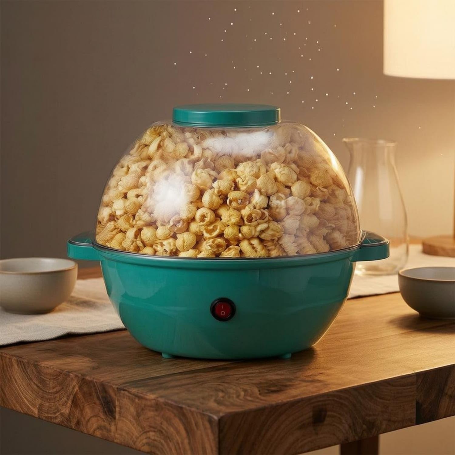 Non-Stick Electric Popcorn Maker Domed Lid Popcorn Popp | Non-Stick Electric Popcorn Maker Domed Lid Popper Side Handles Home Appliance on/off Switch Light Blue Eu Plug 220V-image-13