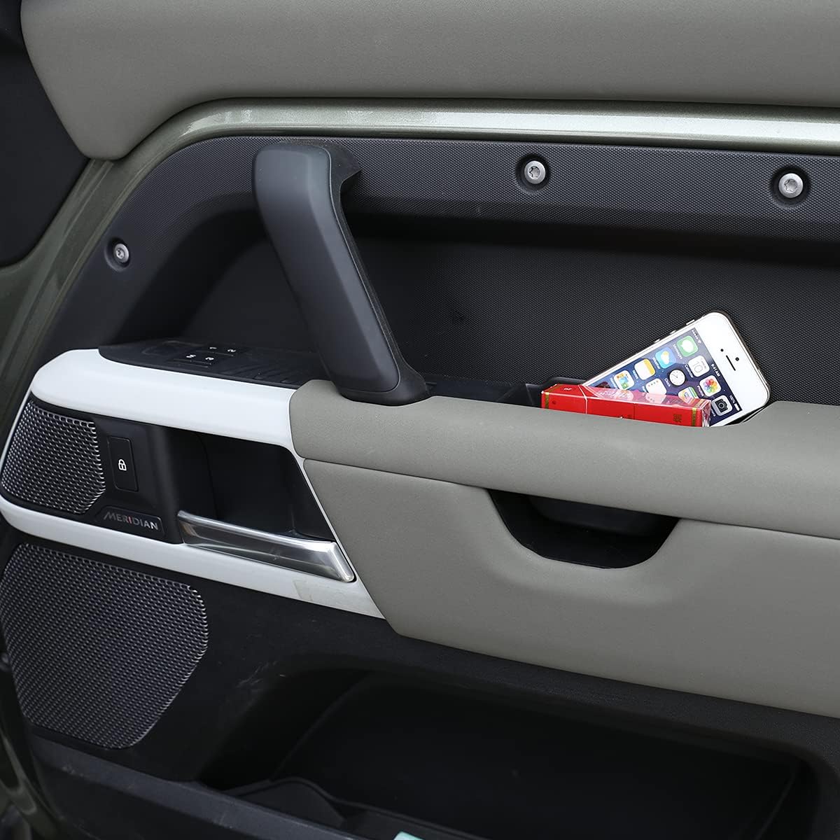 YIWANG ABS Blcak Car Door Storage Box Phone Tray Accessories For Land Rover Defender 90 110 2020-2022