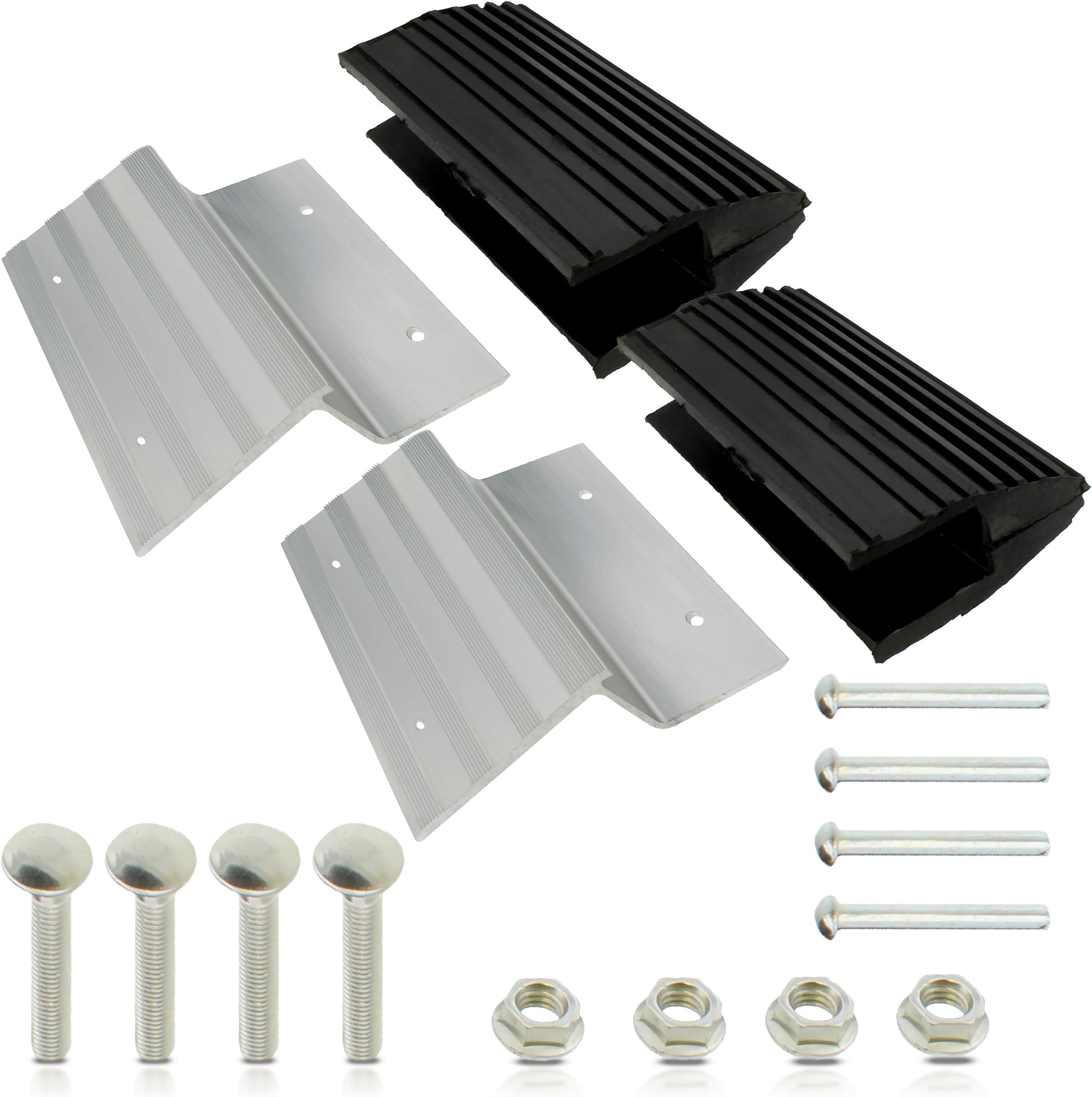 BISupply Truck Loading Ramp Ends - 8in Aluminum Ramps Bracket and Rubber Feet Kit for Car, Trucks, Trailer, Driveway, Shed, Lawn Mower