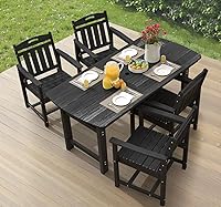 Vista 20 de Ciokea HDPE - Juego de comedor al aire libre, juego de mesa y sillas de patio de 7 piezas con agujero para paraguas, juegos de comedor de patio