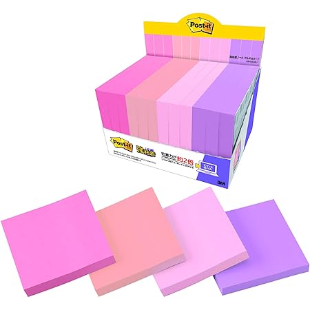 Amazon Co Jp ポストイット 付箋 強粘着 ノート マルチカラー7 75 75mm 90枚 12冊 6541ss Mc 7 文房具 オフィス用品