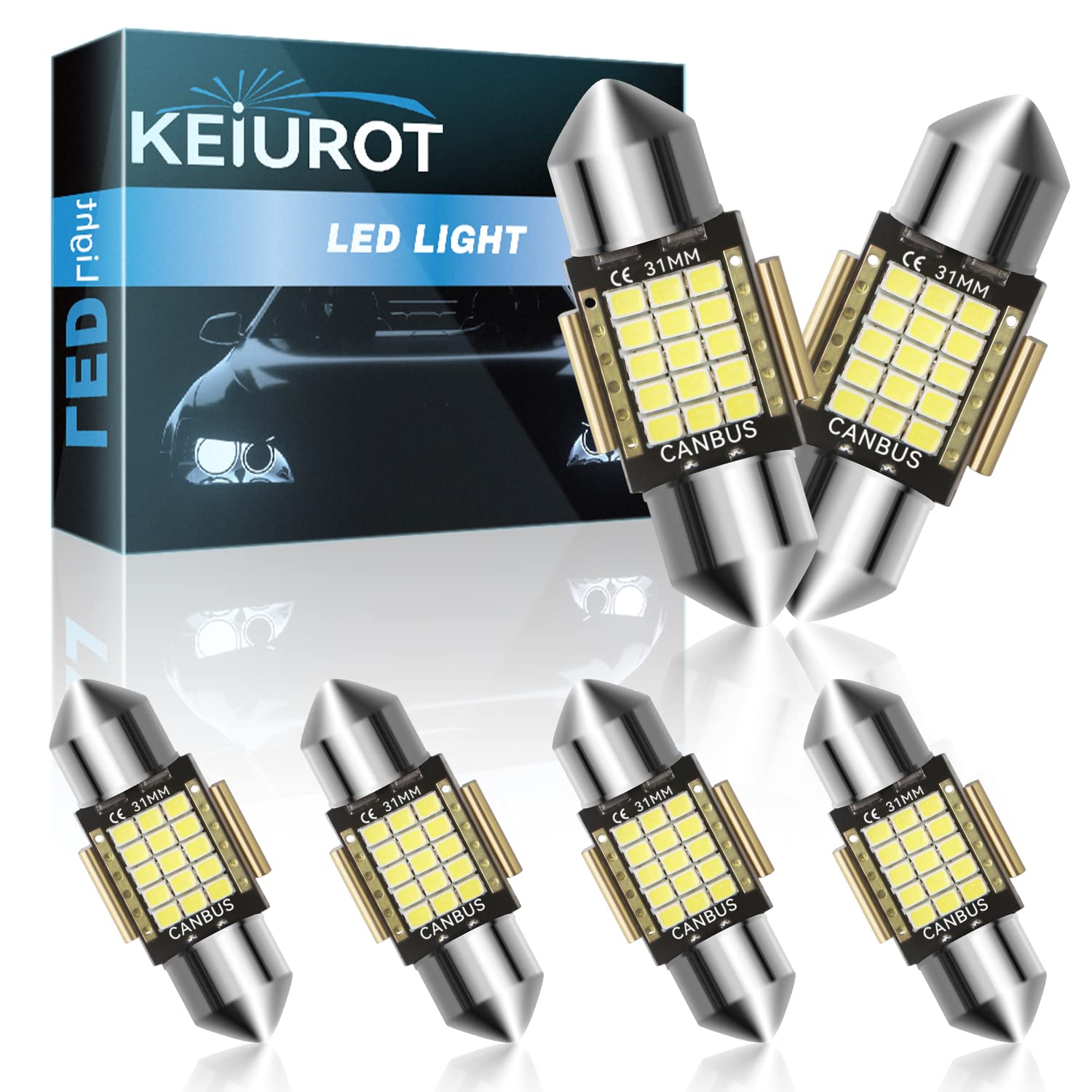 C5w LED 31 mm - Bombilla para pared (6 unidades, 24 SMD, C5 W, LED para coche, interior, para matrícula de coche, tarjeta interior, para lectura)
