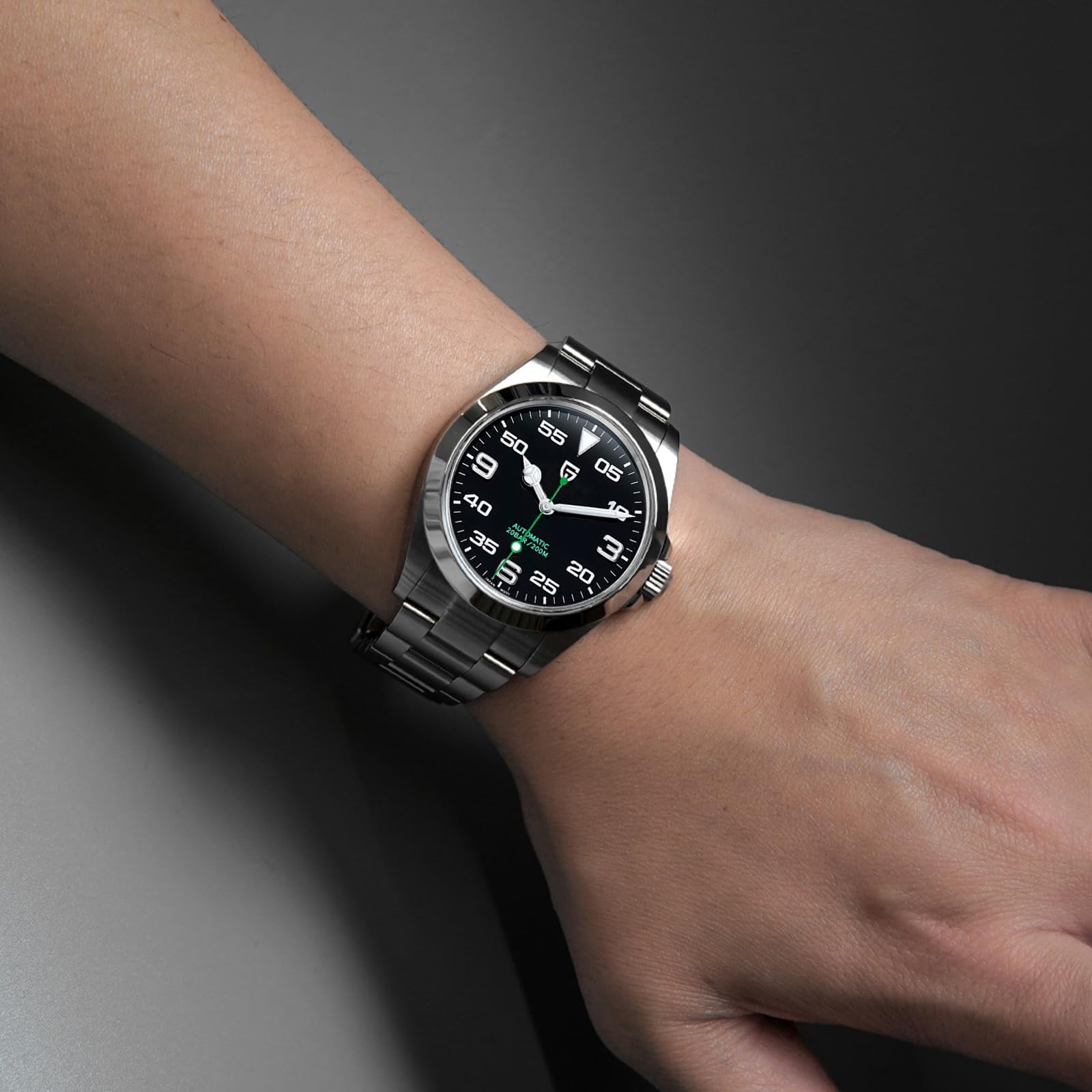 Pagani Design Relojes para Hombre Movimiento mecánico japonés automático NH35 Resistencia al Agua 200 Metros Pulsera de Acero Inoxidable japonés Resistente a los arañazos Cristal Mineral