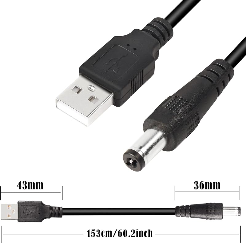 GINTOOYUN USB 2.0 - DC 5V Univerzális Töltőkábel 10 Csatlakozóval, 153 cm - Routerekhez, Hangszórókhoz, Telefonokhoz, Ventilátorokhoz