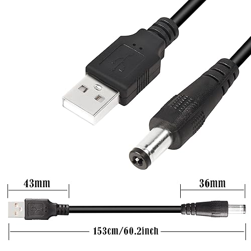 Miniatura 6 de GINTOOYUN Cable de alimentación USB 2.0 a CC USB2.0 a CC de 0.217 in x 0.083 in, cable de carga universal de 5 V con 10 tipos de conectores para