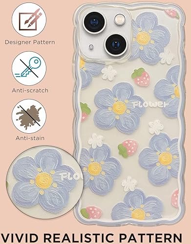 Miniatura 5 de Funda compatible con iPhone 13 Mini, bonita para mujeres y niñas, diseño de agarre ondulado de moda y patrón estético rizado, funda transparente de