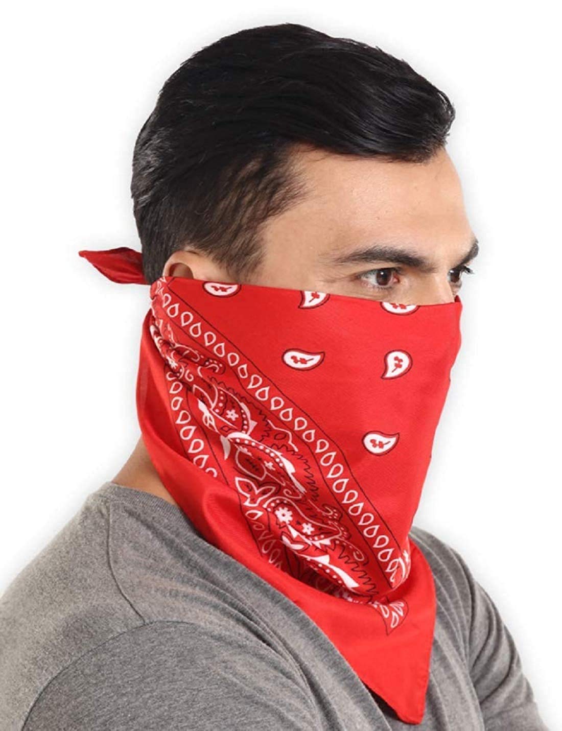 Men's and Women's Cotton Paisley Print Head Wrap/Scarf/Wristband/Bandanas/Face cover ( Red )-image-18