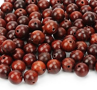 Prometis 200pcs 6mm Natural Sandalwood Round Beads Gorgeous Craft Handmade Polished Spacer Mala Pray Beads with Elastic Cord for Bracelets DIY Rosary Tasbih Jewelry Making