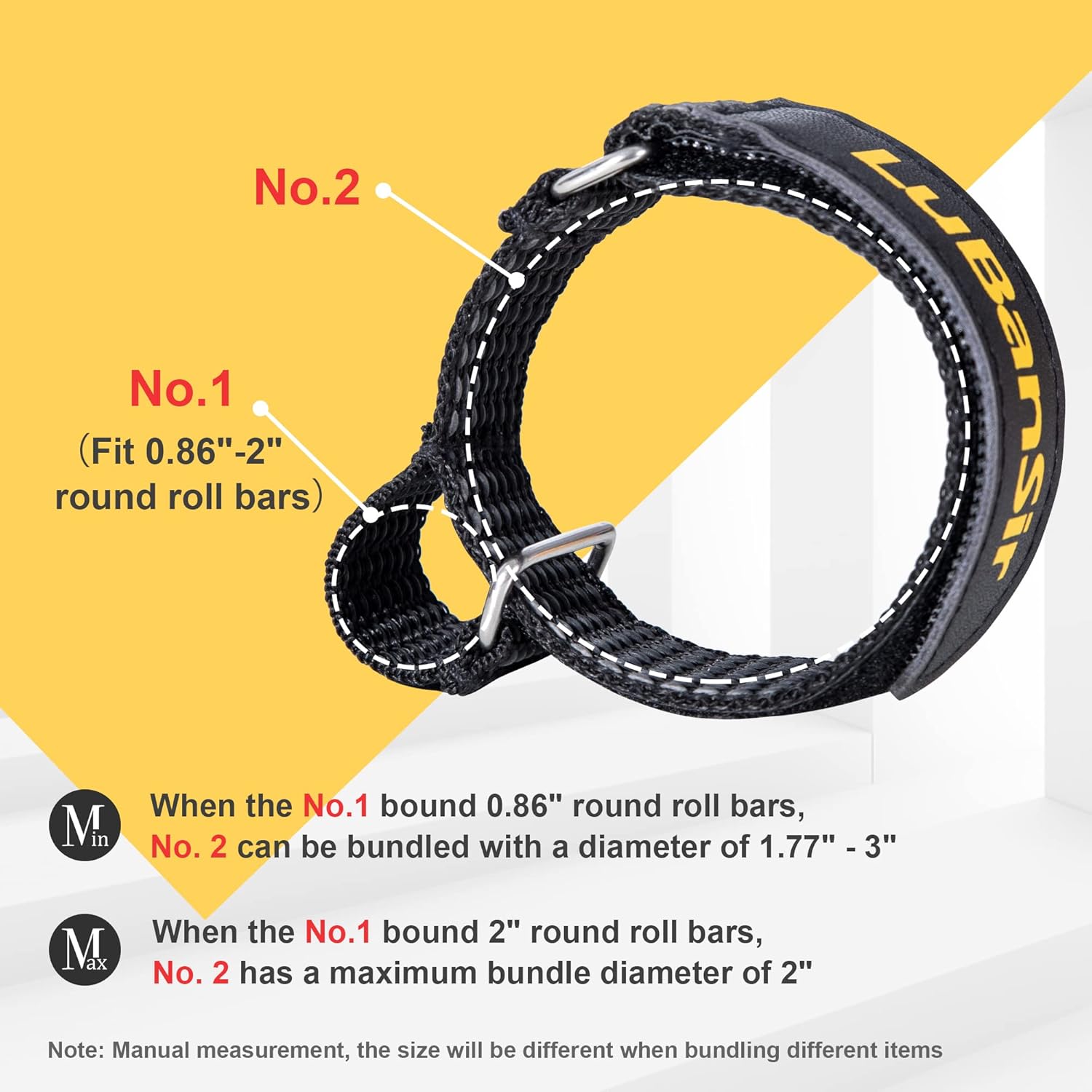 LuBanSir Shovel Mount for Roof Rack, 12 Inches Adjustable Hook and Loop Mount Holder Straps for Cars Trucks Tractors Trailers (4 Pack)