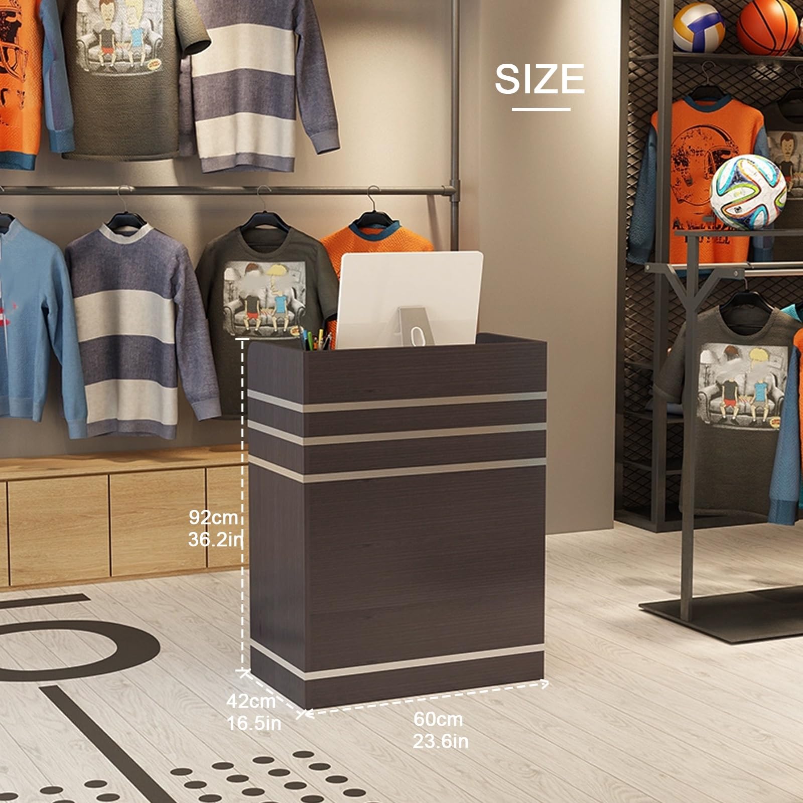 QWEASDF Reception Bancone Cassa per Negozio con Chiudibile Cassetti, Banco della Reception Semplice Moderno supermercato,Bancone Negozio per Ufficio，(Black)