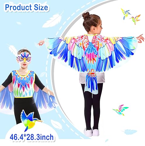 Miniatura 2 de iROLEWIN Chaleco de águila y alas de pájaro, disfraz para niños y máscara de pájaro, disfraces para niños pequeños para jugar, regalos de fiesta