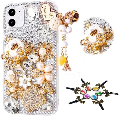 STENES Sparkle - Funda para teléfono compatible con Samsung Galaxy A14 5G, elegante, hecha a mano en 3D, con diseño de corazón, calabaza, botella de