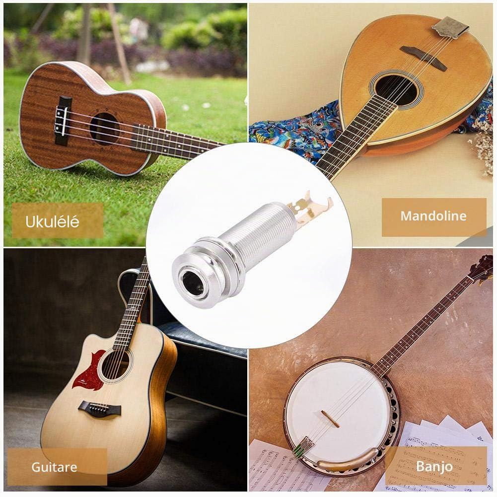 Endpin Jack, Embout stéréo jack en cuivre pour guitare électrique Ukulele (longueur 57mm)