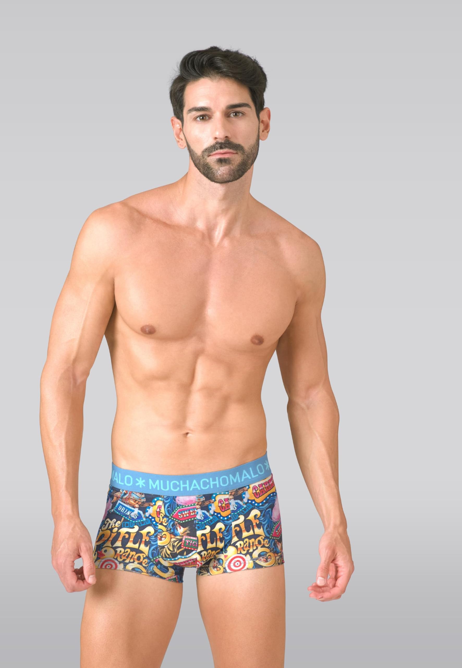 Muchachomalo Uomo Trunks 3-Pack, Fantasia, Cotone, Fascia Elastica