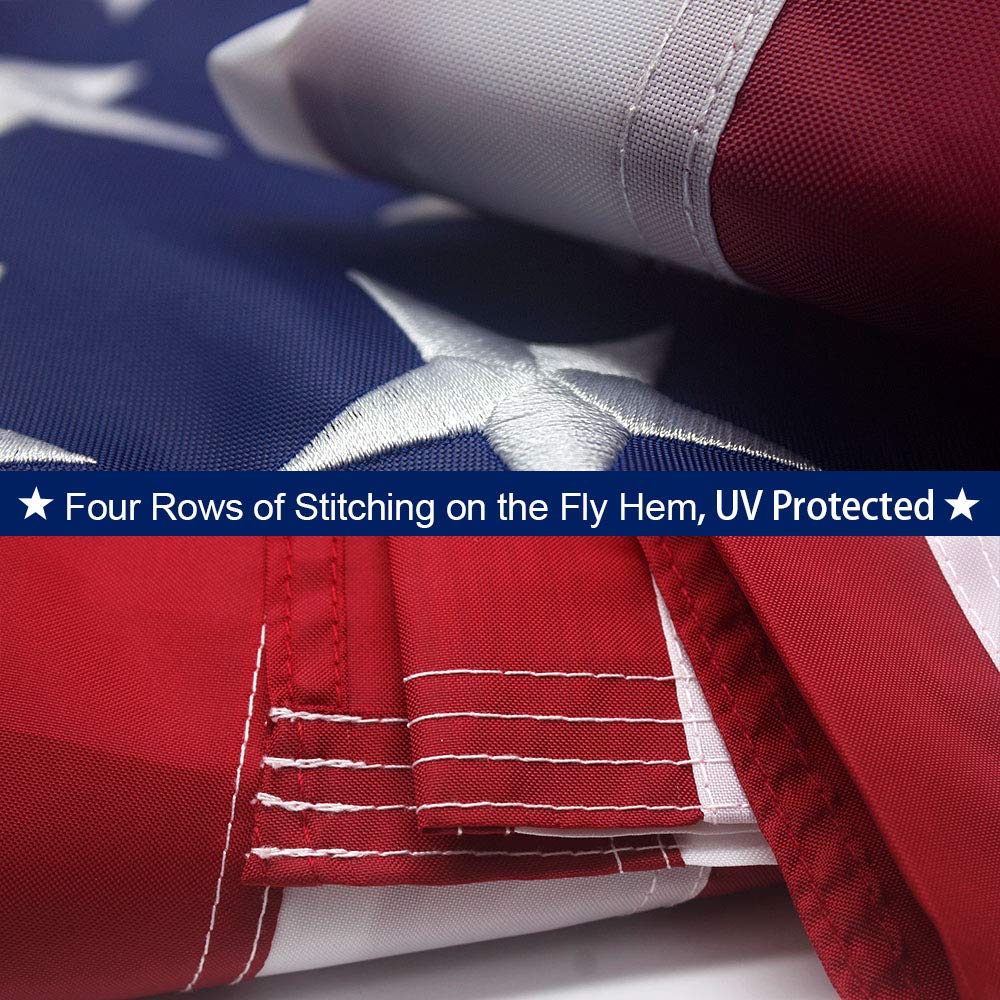 Amerikanische Flagge 90x152 Cm – Bestickte Sterne, Nylon, Messingösen, Wetterfest, Made In USA