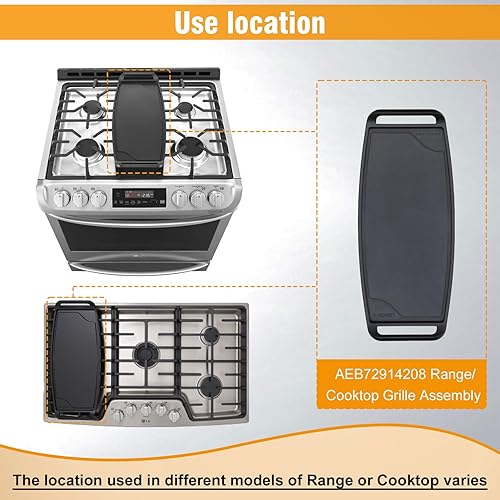 Miniatura 5 de AEB72914208, AEB72914210, AEB72914211 Gas Griddle Assembly Compatible with lg Cooktop, Range, Oven, Stove, etc. Replaces AEB72914205, AEB72914206,