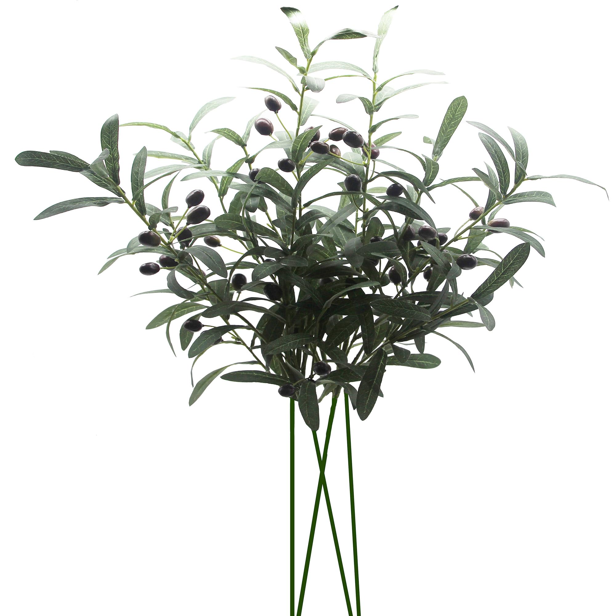 HASWITDA Artificial Olive Tree Branches Faux Greenery Leaves with Long Stems and Olives Decorative Fake Foliage Plant Fruit Branch Floral Arrangement for Indoor and Outdoor 4 stems (75CM WITH OLIVES)