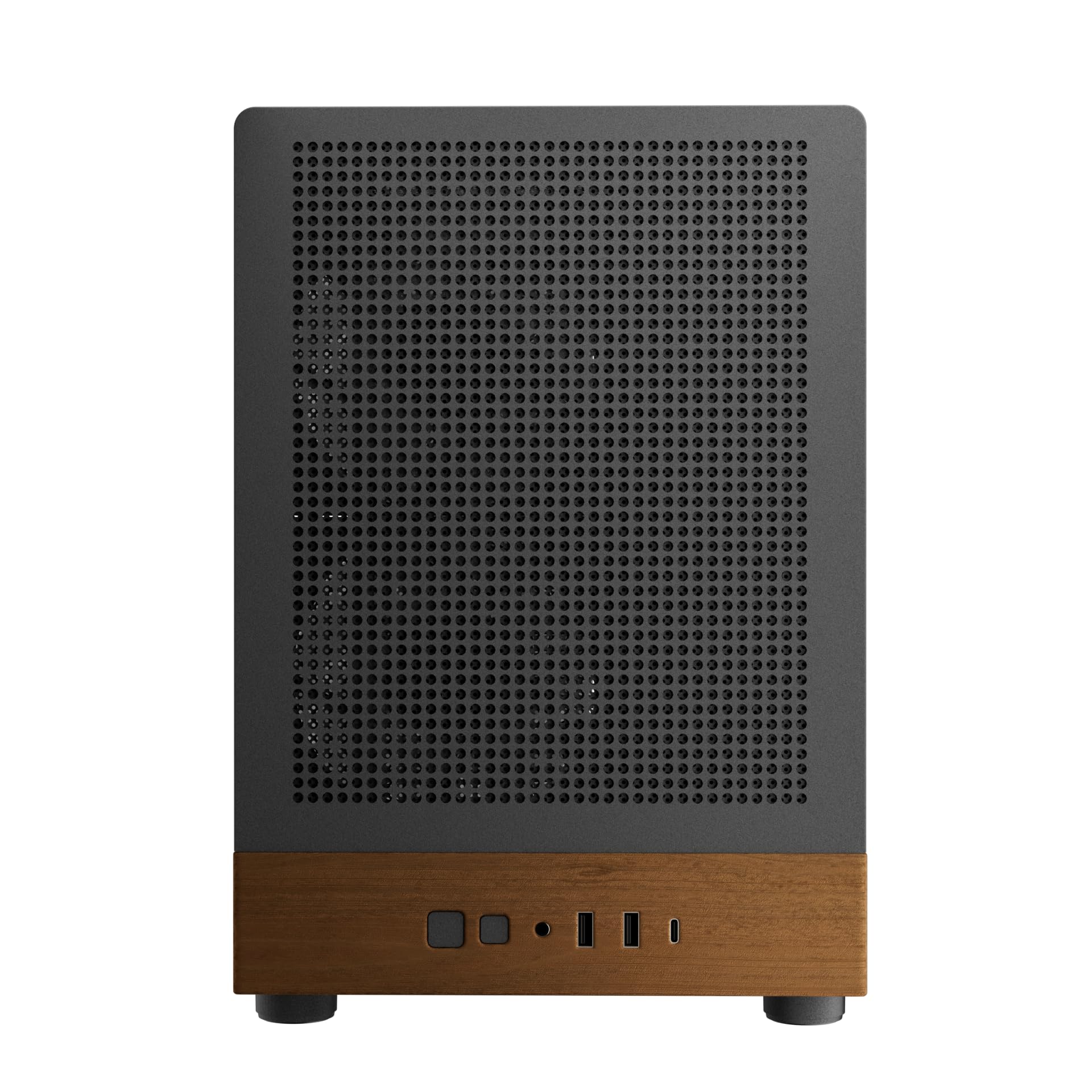 GAMDIAS Athena M4M Wood - Caja micro torre de 3 x 120 cm, frontal de red de nogal