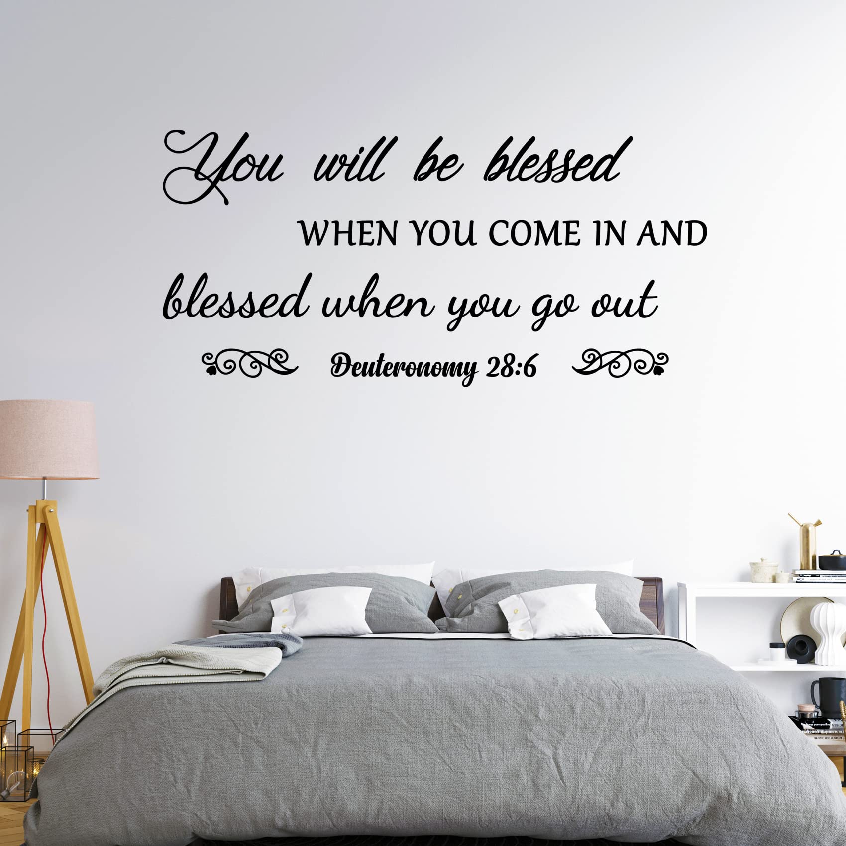 Cuayaes Bible Verse Wall Art Stickers, You Will be Blessed When You Come in and Blessed When You go Out Wall Stickers for Living Room Decor, Religious Scripture Family Prayer Wall Decals