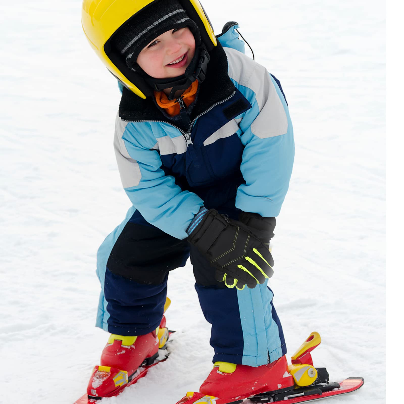 Newcotte 3 pares de guantes de invierno impermeables para niños, guantes de esquí de nieve para niños, guantes cálidos para niños y niñas al aire libre